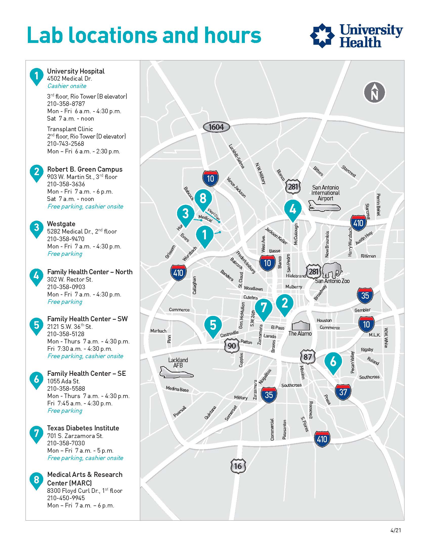 Lab locations and hours