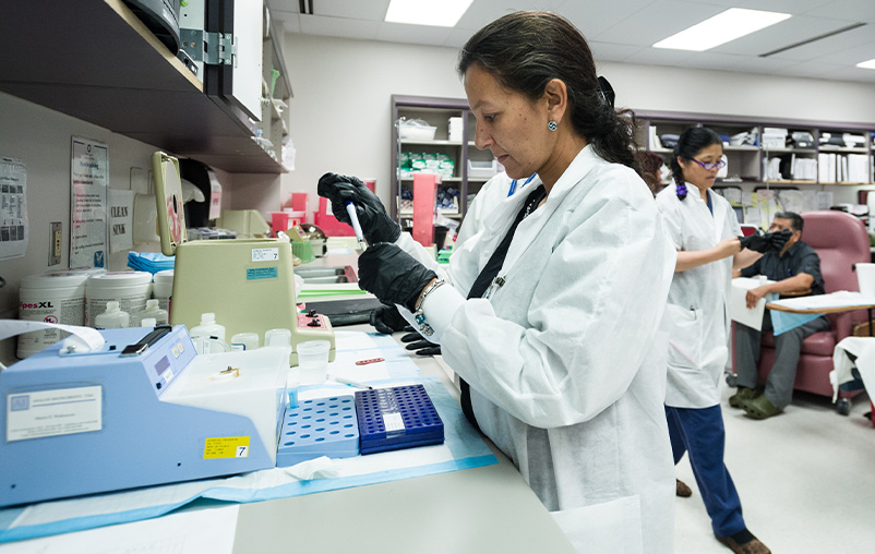 A researcher in the laboratory at Texas Diabetes Institute