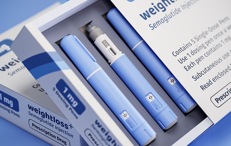 Semaglutide obesity drug in packaging.