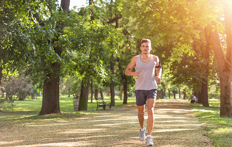 Man jogs outside