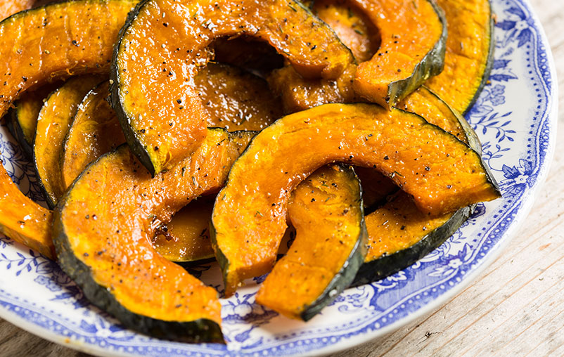 Roasted kabocha squash with soy sauce recipe.