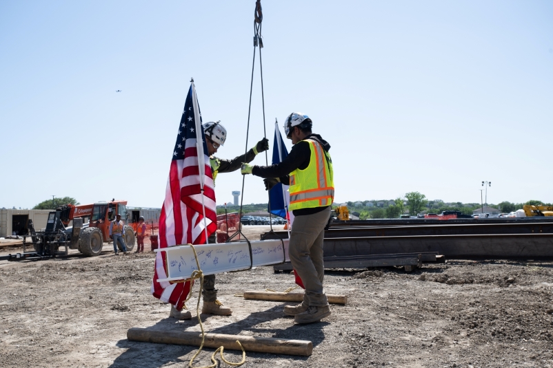 final beam is placed at highest point of building
