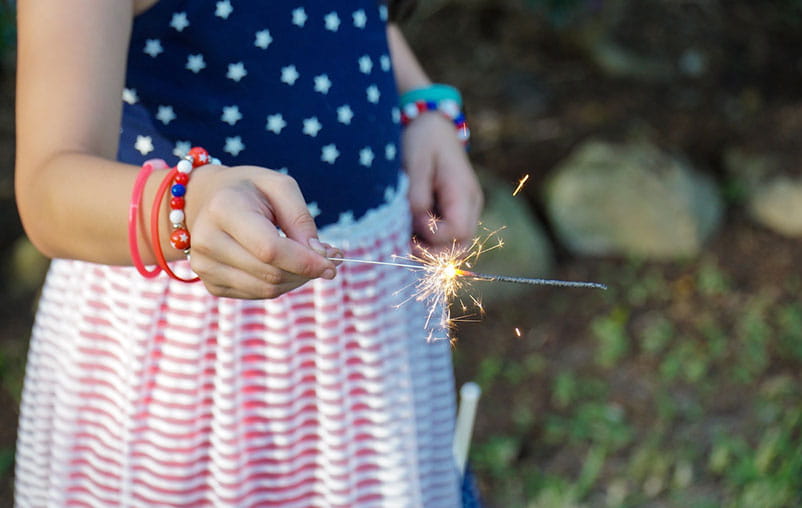 An up close view of a sparkler at night