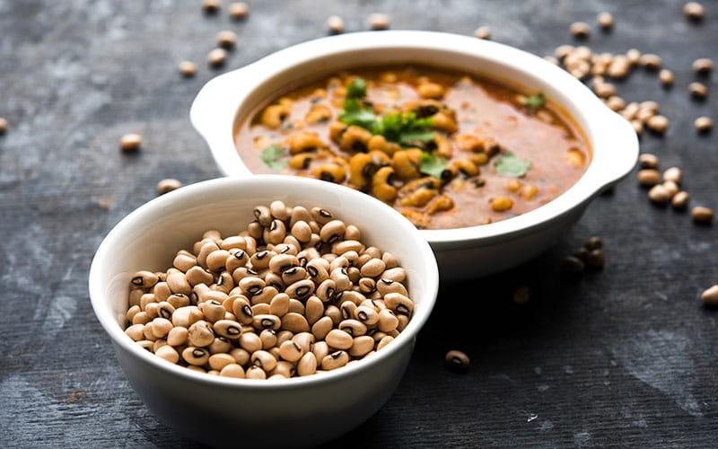 Black-eyed peas served in a ceramic bowl